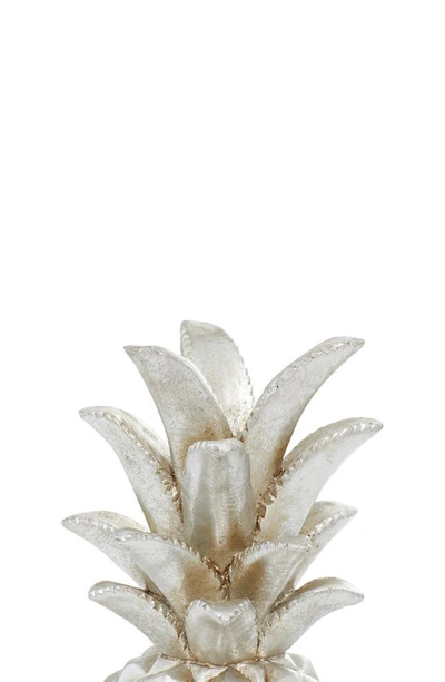 Vivian Lune Home Silver Pineapple Polystone Sculpture In Silver