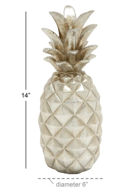 Vivian Lune Home Silver Pineapple Polystone Sculpture In Silver