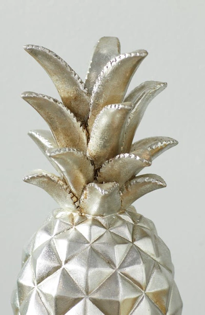 Vivian Lune Home Silver Pineapple Polystone Sculpture In Silver