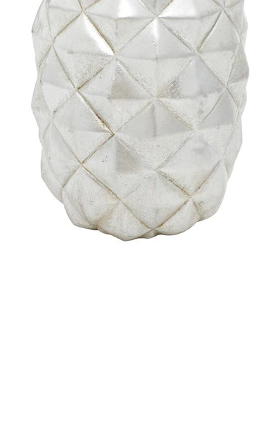 Vivian Lune Home Silver Pineapple Polystone Sculpture In Silver