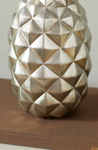 Vivian Lune Home Silver Pineapple Polystone Sculpture In Silver