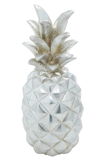 Vivian Lune Home Silver Pineapple Polystone Sculpture In Silver