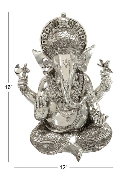Shop Vivian Lune Home Silvertone Polystone Meditating Ganesh Sculpture With Engraved Carvings And Relief Detailing