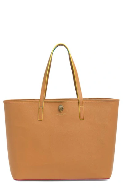 Shop Kurt Geiger Richmond Leather Tote Bag In Light/ Pastel Brown