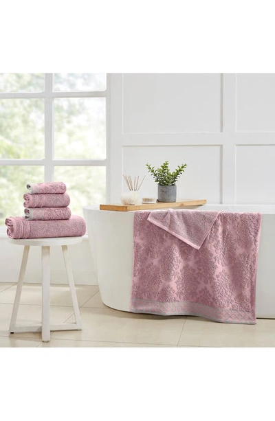 Modern Threads Embellished Border Damask Jacquard Towel 6-piece Set In Plum