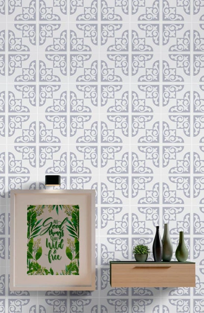 Shop Walplus Osborne Monochromatic 96-piece Tile Sticker Set In Light Grey