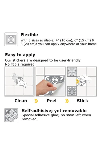 Walplus Purbeck Stone 72-piece Tile Sticker Set In White/ Grey