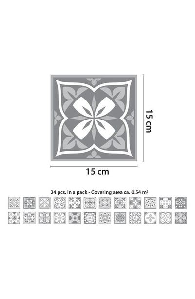 Walplus Purbeck Stone 72-piece Tile Sticker Set In White/ Grey