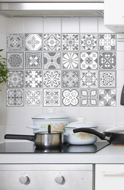 Shop Walplus Purbeck Stone 72-piece Tile Sticker Set In White/ Grey