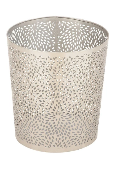 Shop Cosmo By Cosmopolitan Silvertone Metal Glam Small Waste Bin With Laser Carved Floral Design