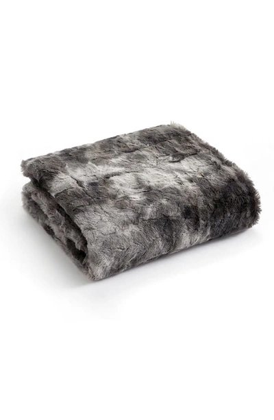 Shop Chic Avalon Faux Fur Textured Throw Blanket In Grey