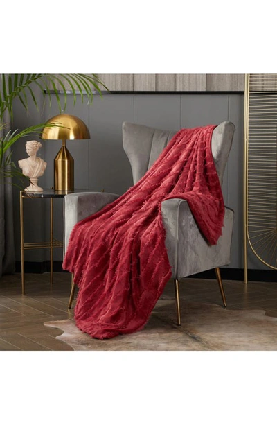 Shop Chic Clarene Clip Jacquard Flannel Throw Blanket In Red