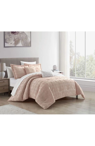 Shop Chic Janny Clip Jacquard 5-piece Comforter Set In Rose