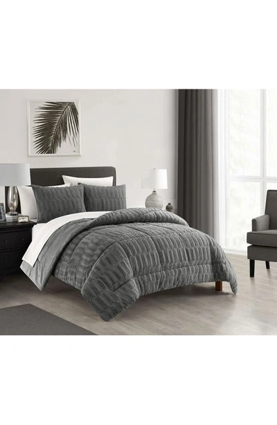 Shop Chic Pales Faux Rabbit Fur Comforter Set In Grey