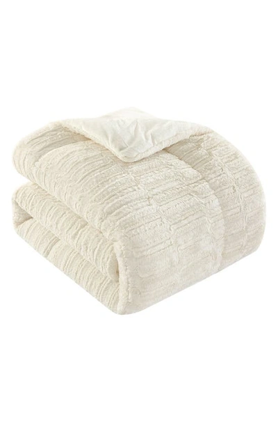 Shop Chic Pales Faux Rabbit Fur Comforter Set In Beige