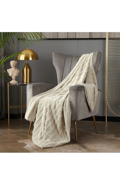 Shop Chic Liannah Clip Jacquard Flannel Throw Blanket In Taupe
