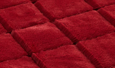 Shop Chic Clarene Jacquard Faux Rabbit Fur Throw Blanket In Red