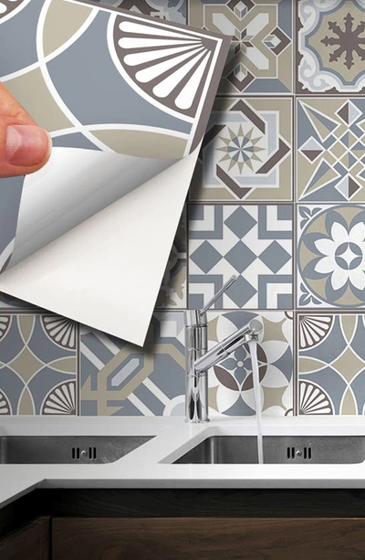 Shop Walplus Limestone 72-piece Tile Sticker Set In White/ Blue