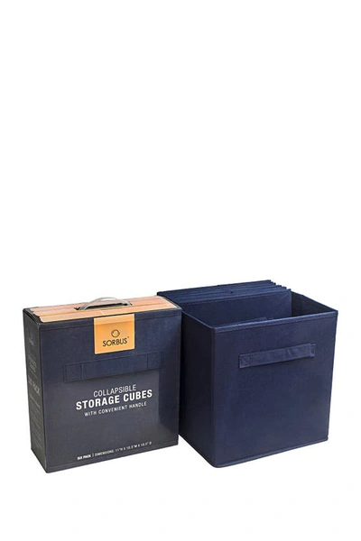 Sorbus Navy Foldable Storage Cube Basket Bin In Navy Blue