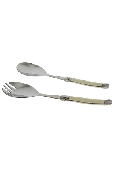 French Home 2-piece Laguiole Faux Ivory Salad Servers In Ivory