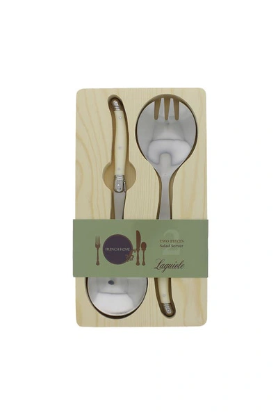 French Home 2-piece Laguiole Faux Ivory Salad Servers In Ivory