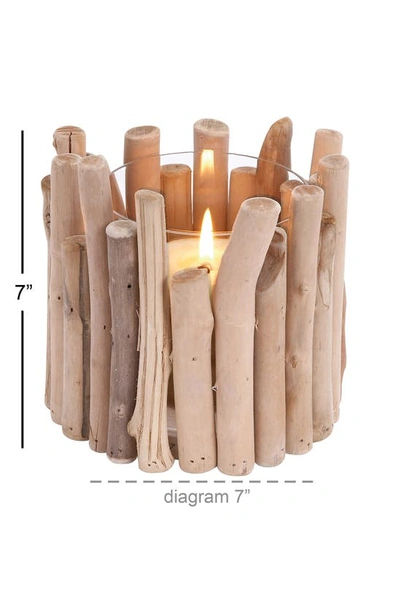 Shop Ginger Birch Studio Brown Wood Pillar Candle Holder With Driftwood Style