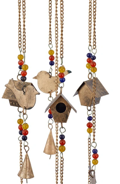 Shop Ginger Birch Studio With Glass Beads And Bellswindchimebronze Metal Indoor Outdoor Birdhouse In Bronze