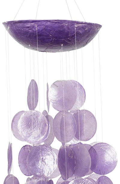 Ginger Birch Studio Purple Capiz Shell Waterfall Windchime In Purple