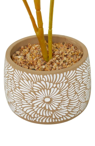 Ginger Birch Studio Green Faux Foliage Crotons Artificial Plant With Floral Patterned Pot In White