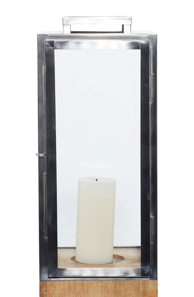Ginger Birch Studio Brown Mango Wood Handmade Pillar Candle Lantern In Brown