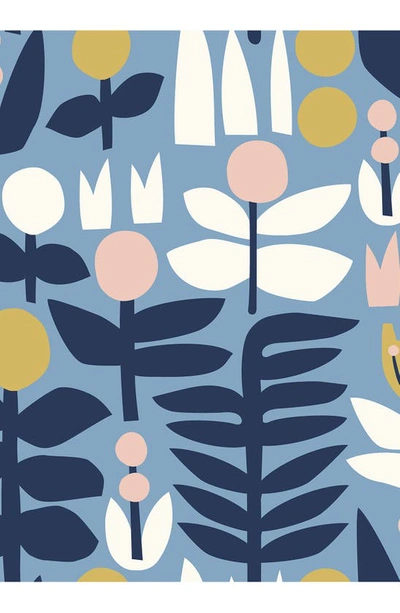 Wallpops A Bit Of Folk Peel & Stick Wallpaper In Blue