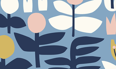 Wallpops A Bit Of Folk Peel & Stick Wallpaper In Blue