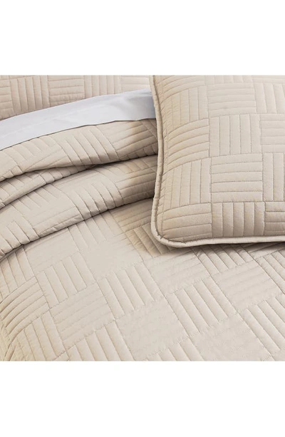 Southshore Fine Linens Grid Oversized Quilt Set In Taupe