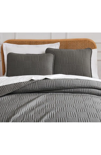Southshore Fine Linens Grid Oversized Quilt Set In Muted Slate