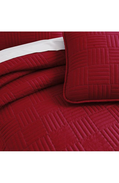 Southshore Fine Linens Grid Oversized Quilt Set In Red