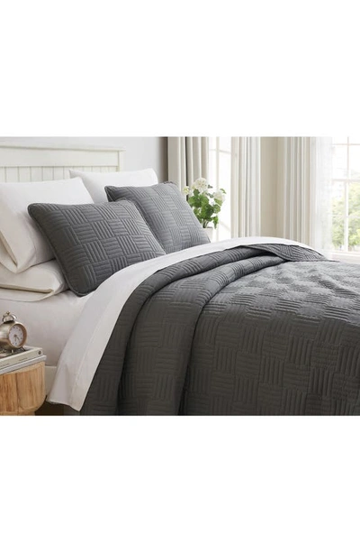 Southshore Fine Linens Grid Oversized Quilt Set In Muted Slate
