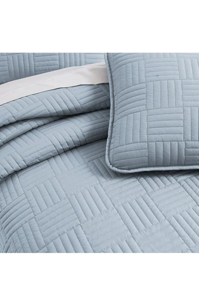 Southshore Fine Linens Grid Oversized Quilt Set In Dusty Blue