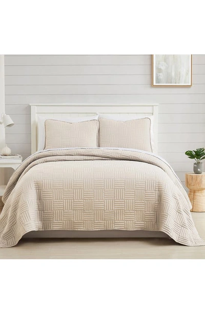 Southshore Fine Linens Grid Oversized Quilt Set In Taupe