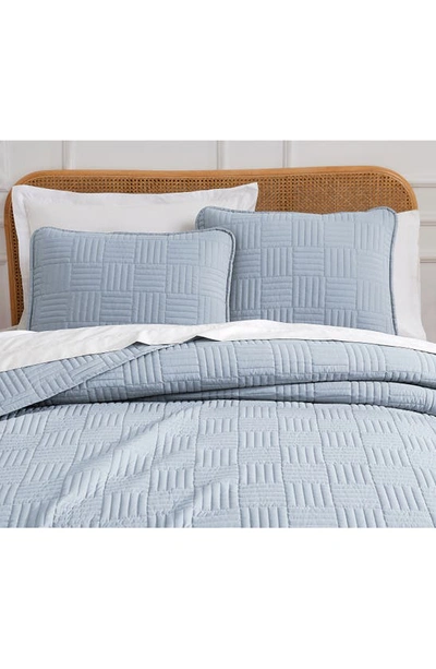 Southshore Fine Linens Grid Oversized Quilt Set In Dusty Blue