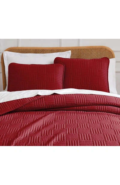 Southshore Fine Linens Grid Oversized Quilt Set In Red