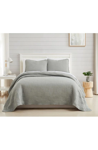 Southshore Fine Linens Grid Oversized Quilt Set In Grey