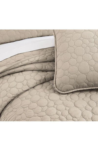 Southshore Fine Linens Pebble Embroidered Microfiber Oversize Quilt Set In Sandy Taupe