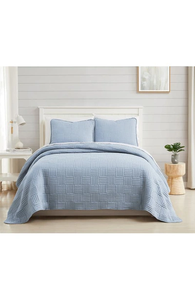 Southshore Fine Linens Grid Oversized Quilt Set In Dusty Blue