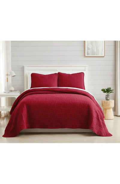 Southshore Fine Linens Grid Oversized Quilt Set In Red