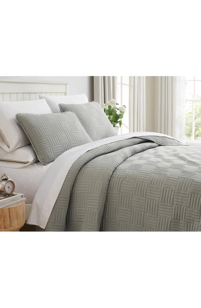 Southshore Fine Linens Grid Oversized Quilt Set In Grey