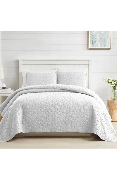 Southshore Fine Linens Pebble Embroidered Microfiber Oversize Quilt Set In White