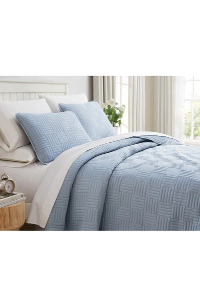 Southshore Fine Linens Grid Oversized Quilt Set In Dusty Blue