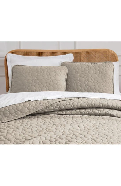 Southshore Fine Linens Pebble Embroidered Microfiber Oversize Quilt Set In Sandy Taupe