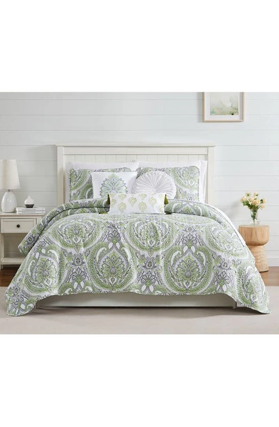 Shop Southshore Fine Linens Pure Melody Quilt Bedding Set In Green