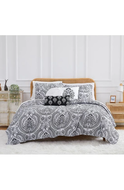 Shop Southshore Fine Linens Pure Melody Quilt Bedding Set In Black